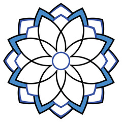 Fototapeta premium Mandala pattern or Simple Floral Ideas for Coloring book page Art on the wall Lace pattern the Tattoo wallpaper Paint shirt Stencil Design Textures. Decorative circle ornament in ethnic oriental style