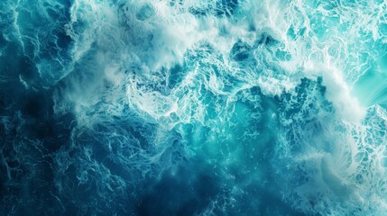 Fototapeta premium An image of deep teal ocean waves showcasing turbulent waterscapes, enveloping a sense of tumultuous elegance and overwhelming natural beauty in a visually stunning composition.