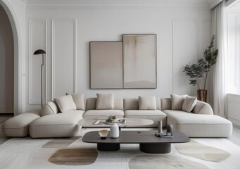 Modern Living Room with Minimalist Decor and Abstract Art