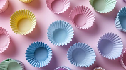 Assortment of pastel cupcake liners