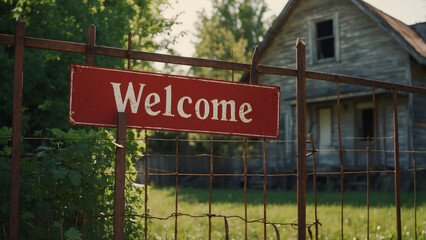 Obraz premium The image shows the contrast between the welcoming 