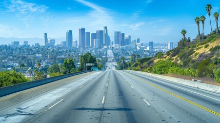 Obraz premium Los Angeles Cityscape View from Highway 101
