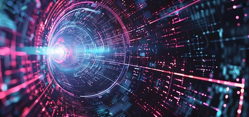 Fototapeta premium Futuristic digital backdrops designed for technological processes, featuring complex neural networks and artificial intelligence patterns, ideal for data transfer, encryption and digital archive