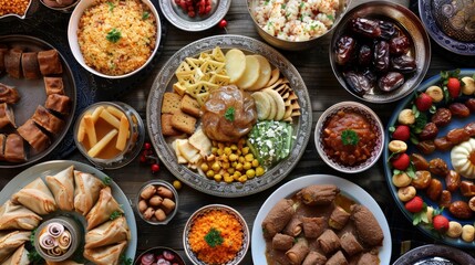 Traditional foods like dates, sweets, and festive dishes are central to Eid al-Fitr celebrations.