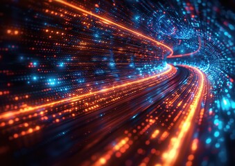 Abstract Digital Tunnel of Light and Data