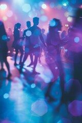 Vibrant Nightlife: A Crowd of People Dancing and Socializing in a Club with Colorful Lights