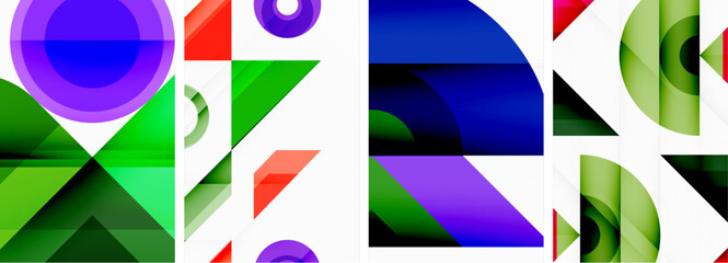 Obraz premium Bright colorful geometric abstract poster background set