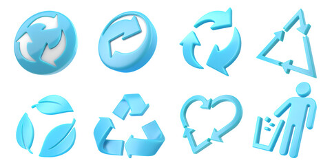 blue recycling and Sustainability Icons