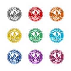 Organic sign icon isolated on white background. Set icons colorful