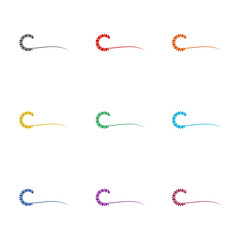  Sunflower logo template icon isolated on white background. Set icons colorful