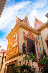 Landmarks in Phnom city in Cambodia, buddhist temple