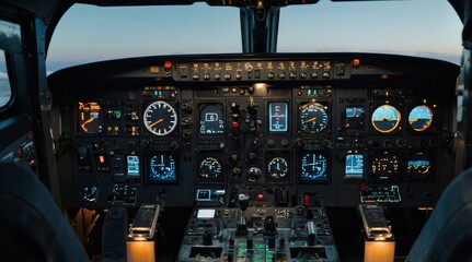 Obraz premium Airplane captain starting engine with power buttons