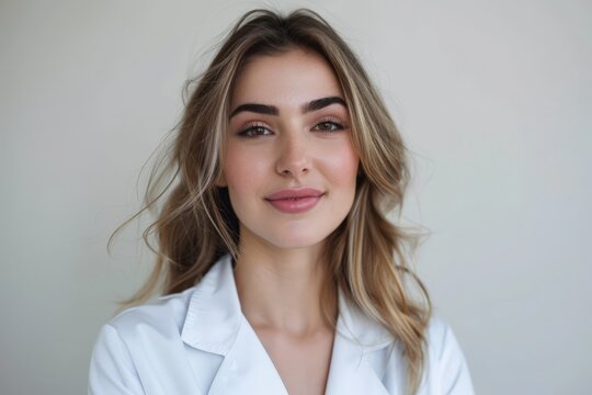 Smiling Female Doctor in White Coat