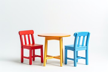 Table and chairs set Design for Kid Room Isolated on white background
