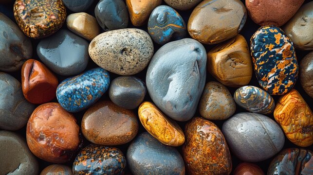 Abstract river stones with smooth contours, abstract nature background, concept of natural flow
