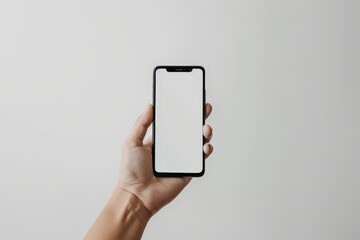 Hand Holding a Smartphone with a White Screen