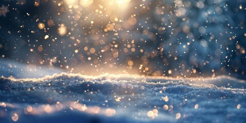 Snowy Sunset: Blurred Snowflakes in the Sky