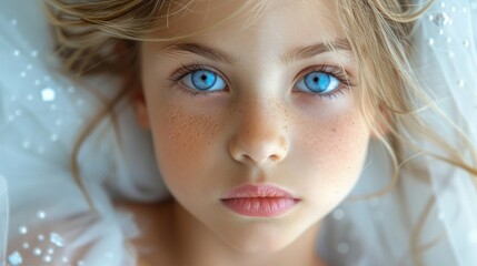 Fototapeta premium A Childs Gaze, Lost in a Dreamy Haze of Innocence. Generative AI
