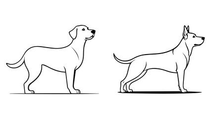 simple outline of dogs standing in vector