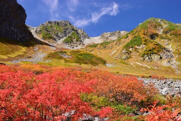 秋・紅葉の氷河公園 槍ヶ岳