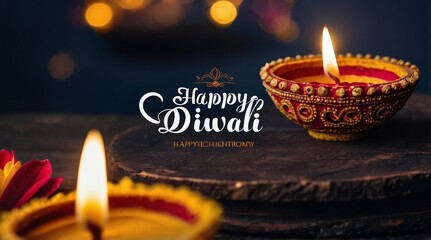 Elegant happy diwali festival of lights wishes card