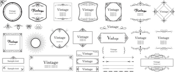 豪華なアンティークフレームと飾り枠 あしらいのデザインセット　ヴィンテージ　装飾