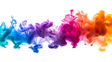 multi Colored ink swirling in water on a white background