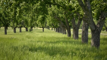 Obraz premium Cottonwood tree groves optimized with cyber environmental monitoring and care