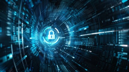 Obraz premium Cybersecurity Network with Lock Icon