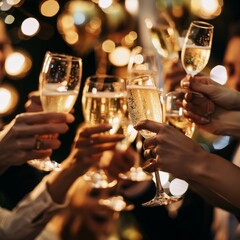 Celebratory Toast with Champagne Bubbles