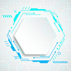 Futuristic abstract tech white 3D background hexagon frame with copy space.Vector stock illustration.
