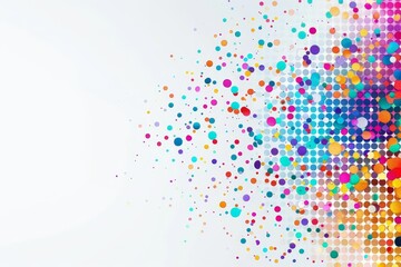 Randomly arranged colorful dots and lines, abstract background, concept of unstructured art