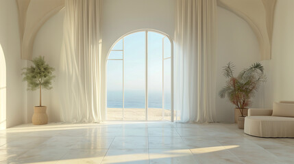 Luxurious interior of an Italian palace with marble columns and arches, bathed in natural light, reminiscent of old-world charm and grandeur.