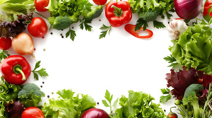 vegetables border frame isolated on white background