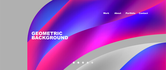 Web page design with geometric elements - circle and wave. Techno art concept. Vector Illustration For Wallpaper, Banner, Background, Card, Book Illustration, landing page