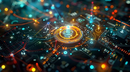 Obraz premium create a conceptual image of IoT with a central hub