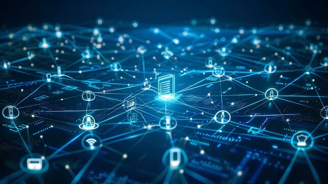 create a conceptual image of IoT with a central hub