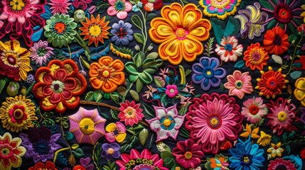 Vibrant Floral Embroidery Pattern