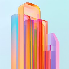 Vibrant Abstract Skyscraper Tower with Rainbow Colors