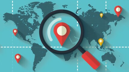 Fototapeta premium Global Talent Hunt Strategic Recruitment Analysis with Human Icons and World Map