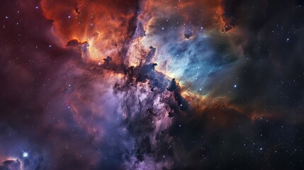 Obraz premium Cosmic Nebula with Star Formation, Vibrant Colors, and Stellar Dust