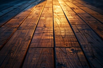 Wooden Plank Walkway at Sunset