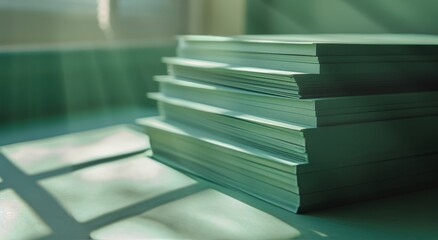 Stack of Papers in Office Setting With Natural Light