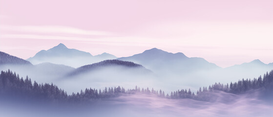 Fototapeta premium Majestic Foggy Mountain Landscape