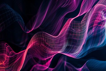Fototapeta premium Vibrant Digital Abstract with Pink and Purple Lines and Curves