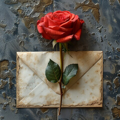 a beautiful rose with a love letter made with generative ai