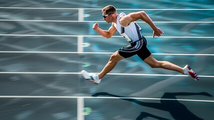 Determined Athlete Sprinting with Unrelenting Speed on Track