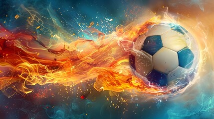 Naklejka premium Flaming Soccer Ball.