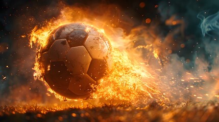 Fototapeta premium Flaming Soccer Ball.