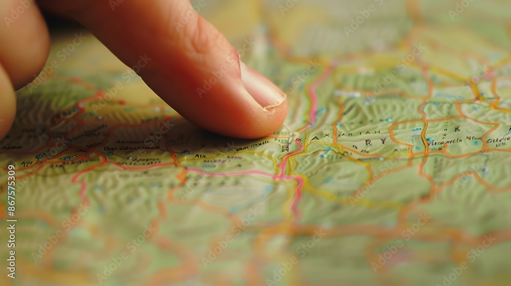 Poster Finger Tracing a Line on a Map Exploring the World Through Navigation and Discovery